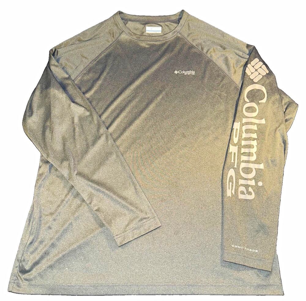 Columbia PFG Shirt Mens XL Gray Heather Terminal Tackle Long Sleeve Fishing Sun